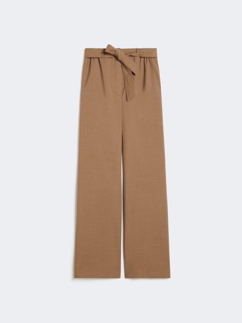 Светло-коричневые брюки MAX MARA из эластичной шерсти: фото - Invogue