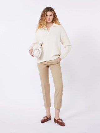 Темно-бежевые брюки WEEKEND MAX MARA из эластичного хлопка: фото 1 - Invogue