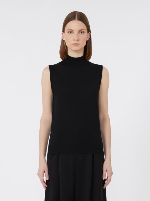 Чорний топ MAX MARA з вовняної пряжі: фото 2 - Invogue