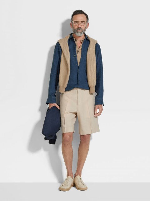 Бежеві шорти ZEGNA з льону: фото 1 - Invogue