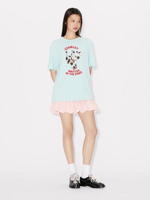 Блакитна футболка Kenzo з бавовни з принтом: фото 2 - Invogue