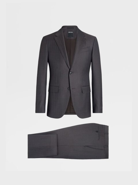 Темно-коричневий костюм в тонку смужку Zegna з вовни: фото - Invogue
