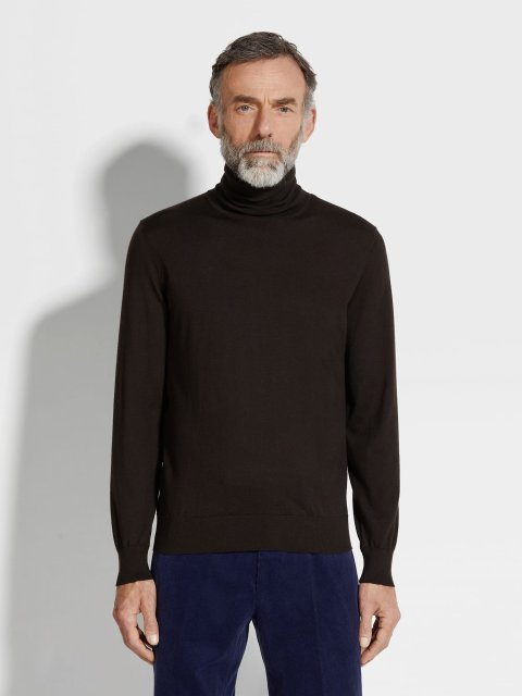 Темно-коричневий светр ZEGNA з кашеміру та шовку: фото 1 - Invogue