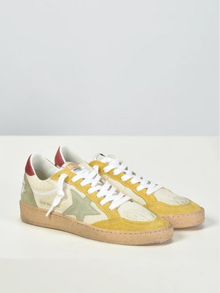 Разноцветные сникерсы Golden Goose Ballstar из замши и текстиля: фото 1 - Invogue