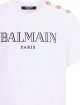 Біла футболка із золотистими ґудзиками Balmain з бавовни: фото 2 - Invogue
