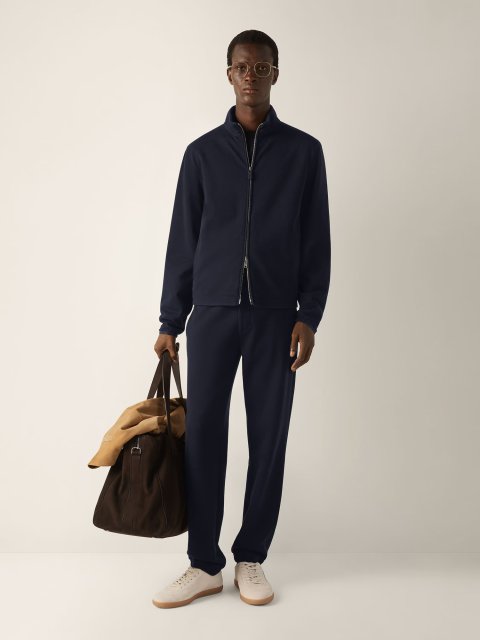 Тёмно-синие штаны Zegna из хлопка и шерсти: фото 1 - Invogue