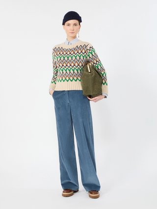 Блакитні штани Weekend Max Mara з бавовни: фото 1 - Invogue