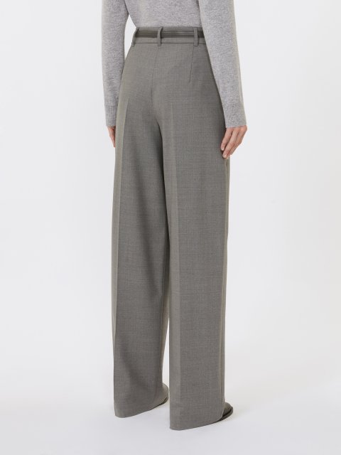 Сірі брюки MAX MARA з еластичної вовняної саржі: фото 3 - Invogue
