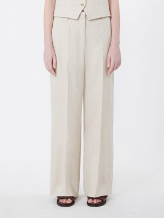 Кремові брюки зі стрілками Weekend Max Mara з льону: фото 2 - Invogue