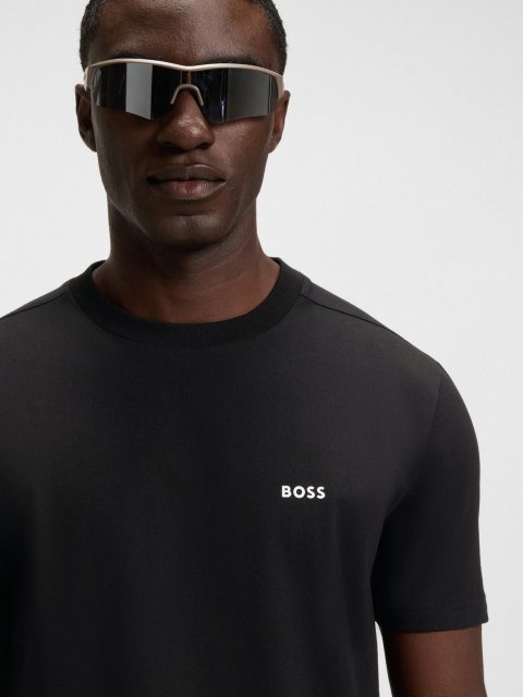 Чёрная футболка BOSS из хлопка: фото 4 - Invogue