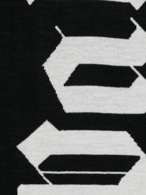 Чёрный шарф PALM ANGELS из хлопка и шерсти: фото 1 - Invogue