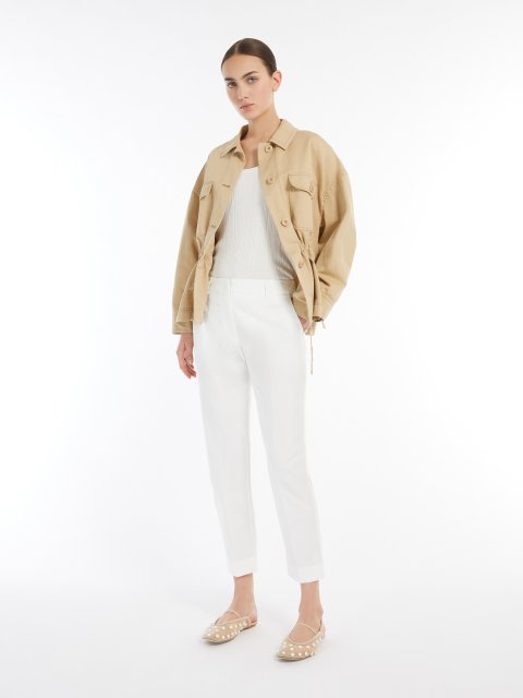Белые брюки Weekend Max Mara из хлопкового габардина: фото 2 - Invogue
