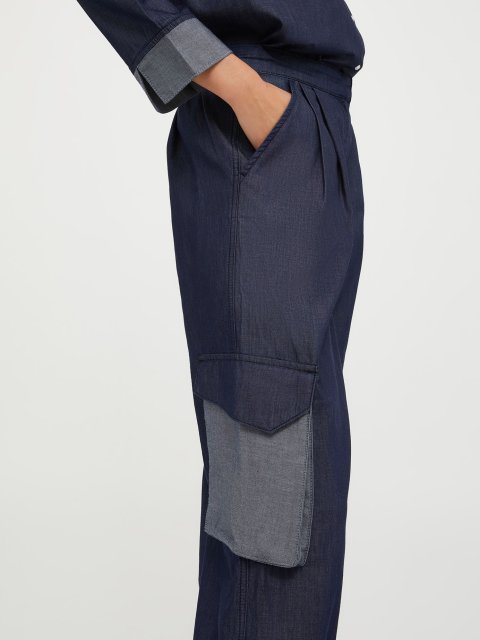 Темно-синие брюки MAX&CO с накладными карманами: фото 3 - Invogue