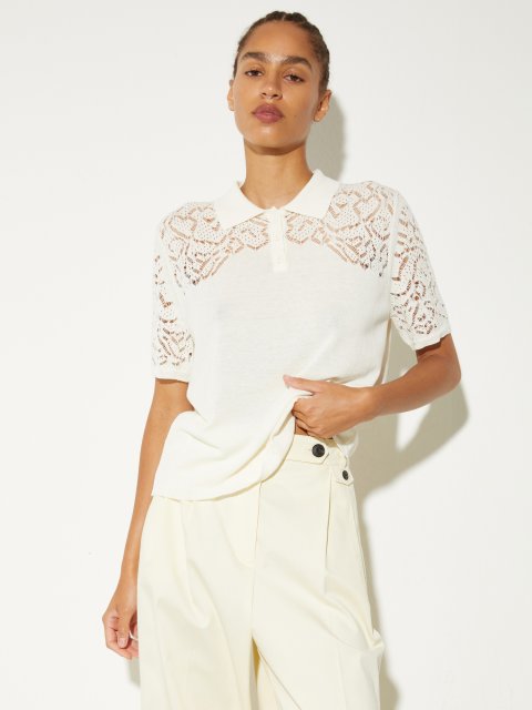 Молочна футболка Max&Co з бавовняної креп-пряжі: фото 2 - Invogue