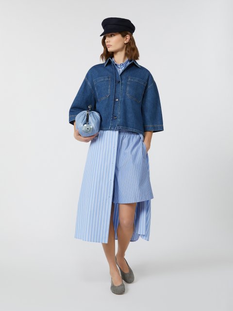 Темно-синя сорочка WEEKEND MAX MARA з бавовняного деніму: фото 1 - Invogue