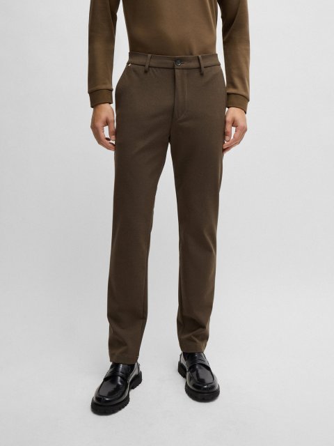 Зеленые брюки BOSS кроя slim: фото 1 - Invogue