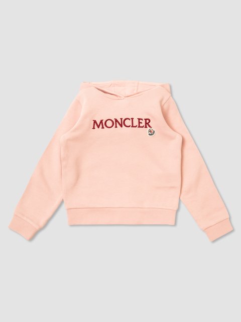 Розовое худи MONCLER с вышитым логотипом: фото - Invogue