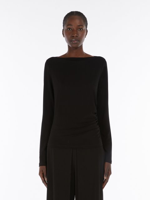 Чорна блуза Max Mara з еластичної віскози: фото 2 - Invogue