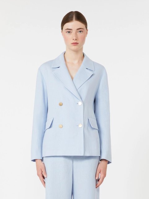 Блакитний жакет Max Mara з лляної тканини: фото 2 - Invogue