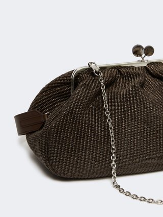 Темно-коричнева сумка Pasticcino Weekend Accessories з ефектом рафії: фото 2 - Invogue