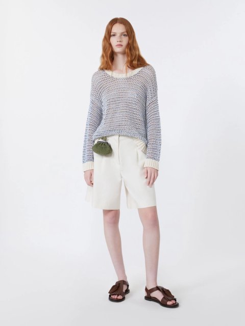 Кремовые бермуды Weekend Max Mara из хлопка и льна: фото 1 - Invogue