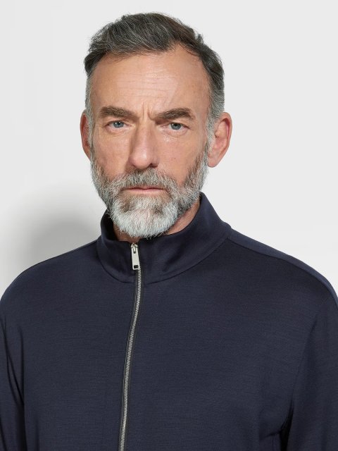 Темно-синяя кофта ZEGNA из шерсти: фото 4 - Invogue