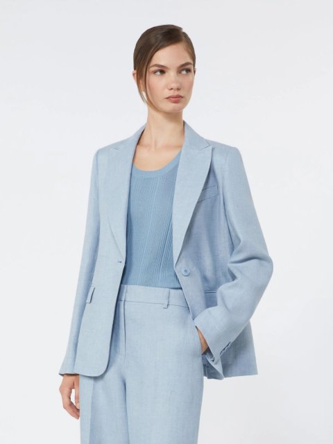 Блакитний жакет Weekend Max Mara з чистого льону: фото 4 - Invogue