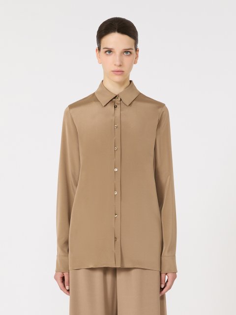 Світло-коричнева сорочка MAX MARA з еластичного шовку: фото 2 - Invogue