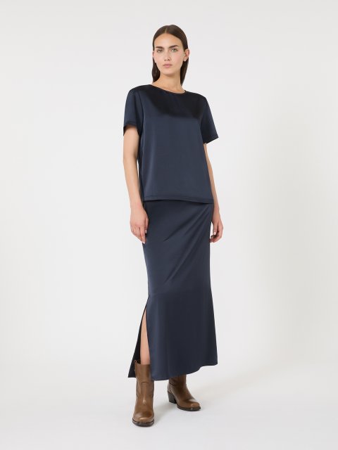 Темно-синя блуза WEEKEND MAX MARA атласна: фото 1 - Invogue