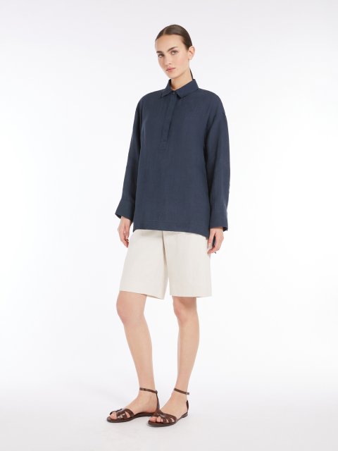 Синя сорочка Max Mara з льону: фото 1 - Invogue