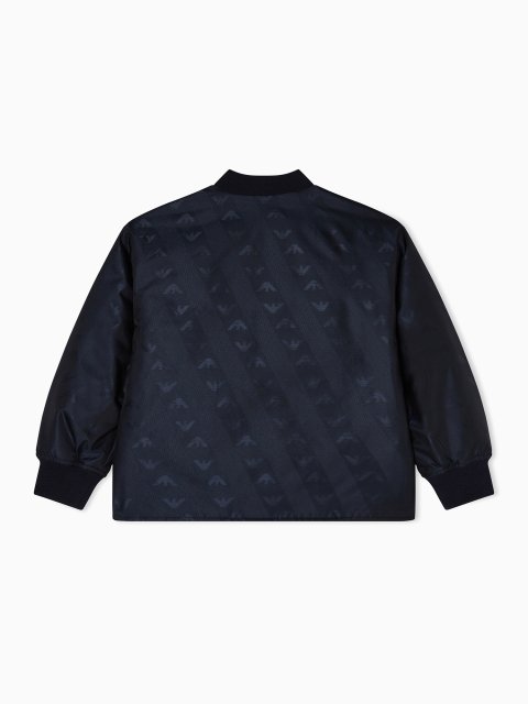 Темно-синій бомбер Emporio Armani з принтом логотипа: фото 2 - Invogue