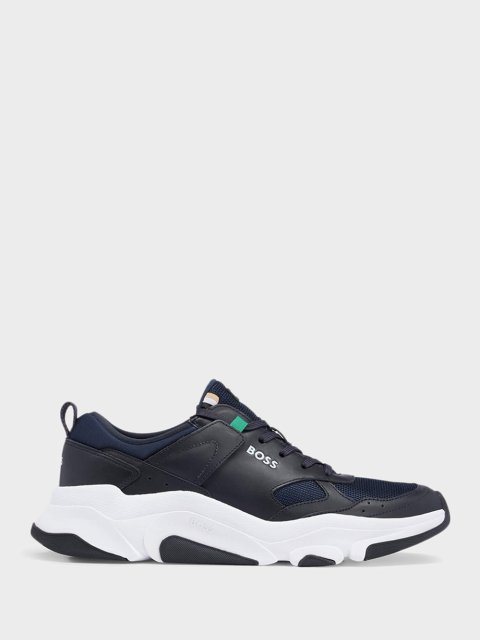 Тёмно-синие кроссовки BOSS: фото - Invogue