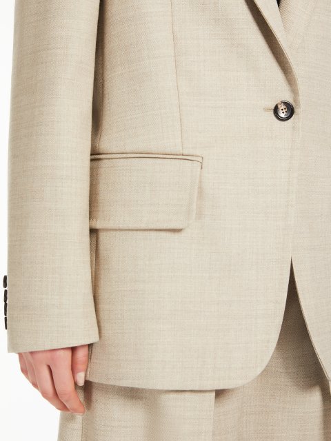 Бежевий жакет Max Mara з меланжевої вовни: фото 4 - Invogue