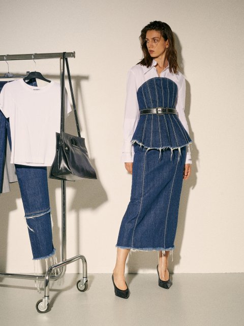 Синяя юбка Max&Co из хлопкового денима: фото 1 - Invogue