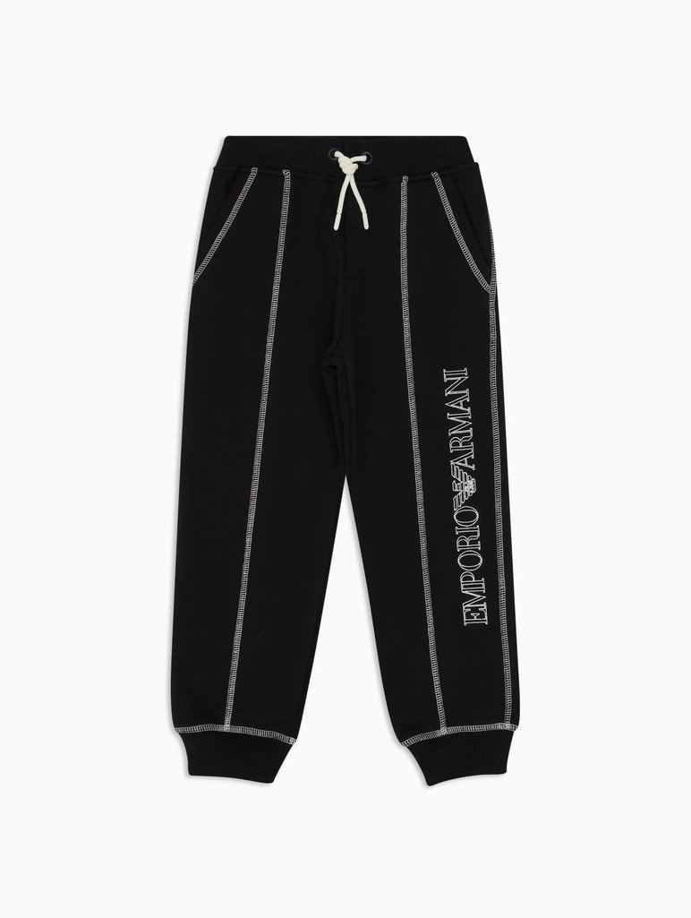 Черные джоггеры EMPORIO ARMANI с контрастным логотипом: фото - Invogue