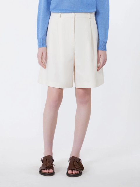 Кремовые бермуды Weekend Max Mara из хлопка и льна: фото 2 - Invogue